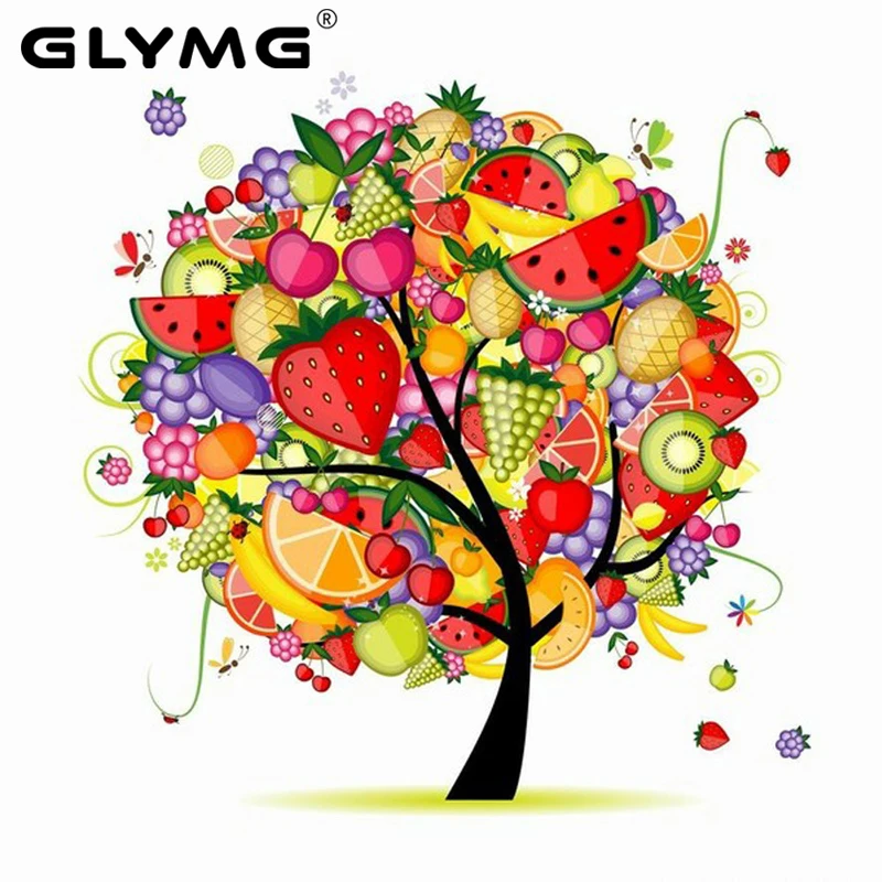 GLymg D Алмазная картина вышивка крестиком фруктовая цветная Бриллиантовая с