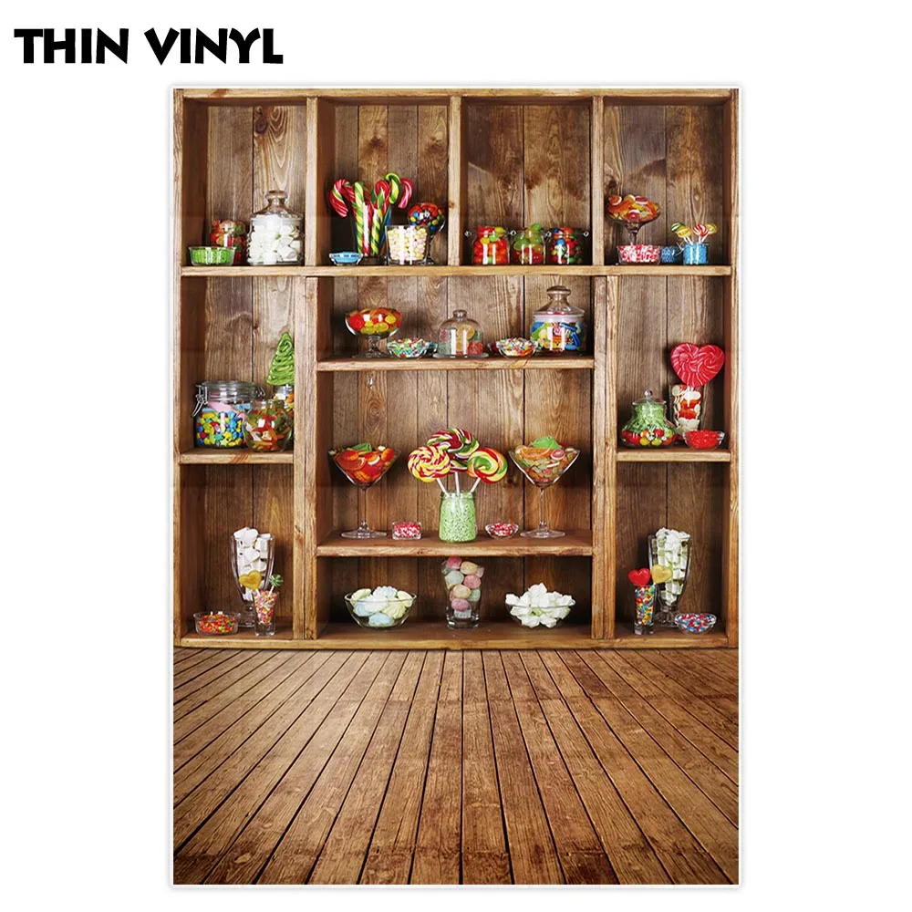 Allenjoy фоны для фотосъемки красочные конфеты винтажные деревянные полки фон