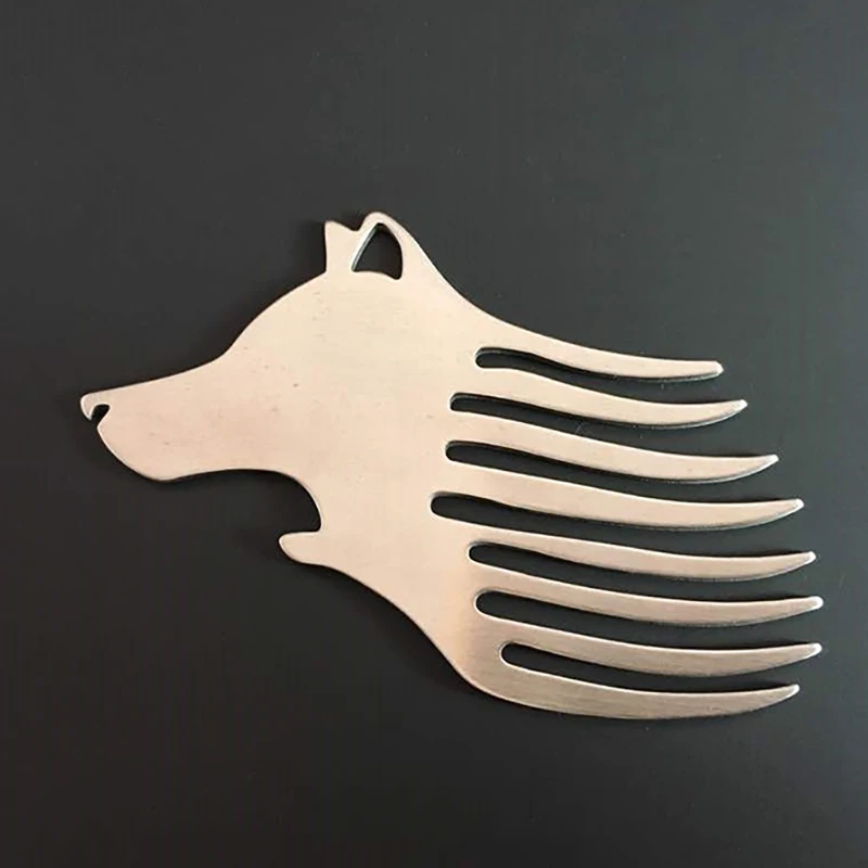 FH-20037 Расческа для бороды открывашка пива с волком подвеска ключей резак