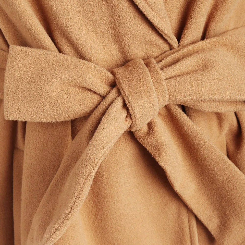 

Nice Women Coat Winter Warm Lapel Belt Wool Blend Coats Oversize Long Trench Coat Nice Women Hooded Jacket Casual Outwear