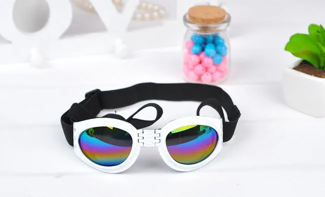 Белый Fashion Pet Dog Sunglasses Costume Adjustable Foldable Medium Big Dog glasses Pet waterproof Protection UV Sunglasses 20S3 - Цвет: Белый