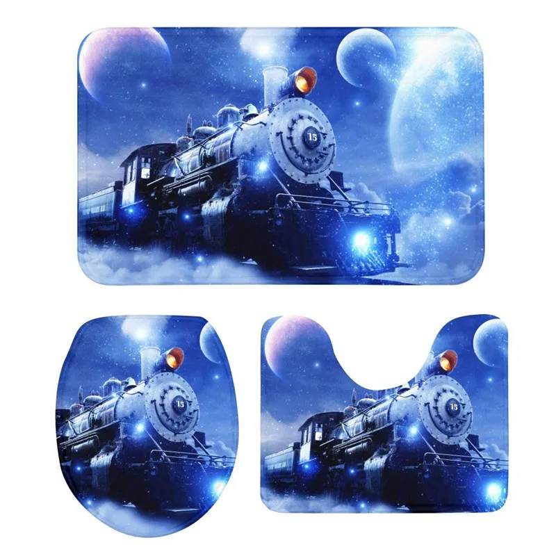3 шт. коврик для сиденья унитаза Костюм классный винтажный поезд 3D печать коврики