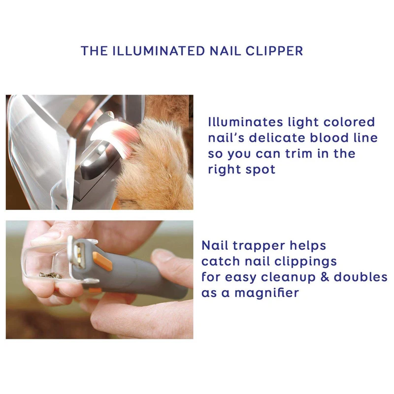 Professional Dog Nail Clippers Peti Care Illuminated Pet Cat Grinder with LED Light and 5X Magnification Claw Shears | Дом и сад