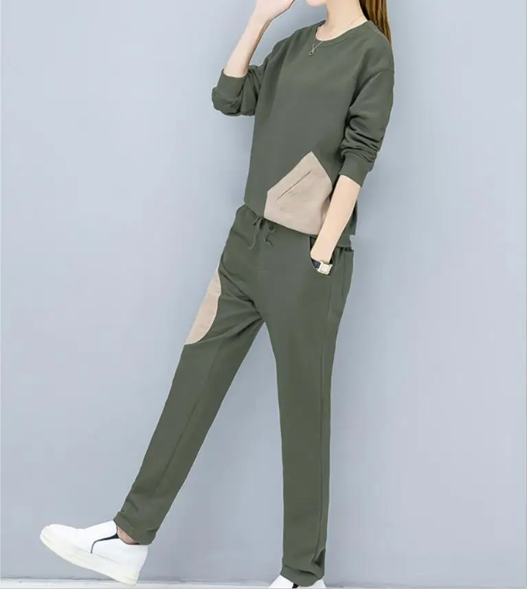 Новинка 2019 женские комплекты из двух предметов свободные брюки большого размера