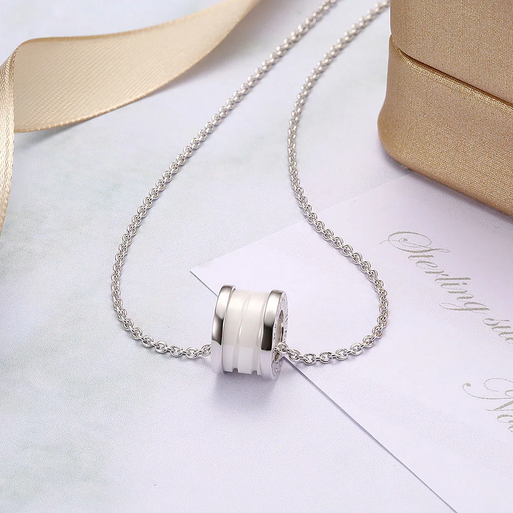 Женское классическое ожерелье из стерлингового серебра 925 пробы черно белое