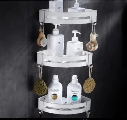 3 tier corner white Полка для ванной комнаты алюминиевый белый душ Шампунь мыльницы для ванны угловая полка для ванной аксессуар хранения Органайзер стойка держатель - Цвет: 3 tier corner white