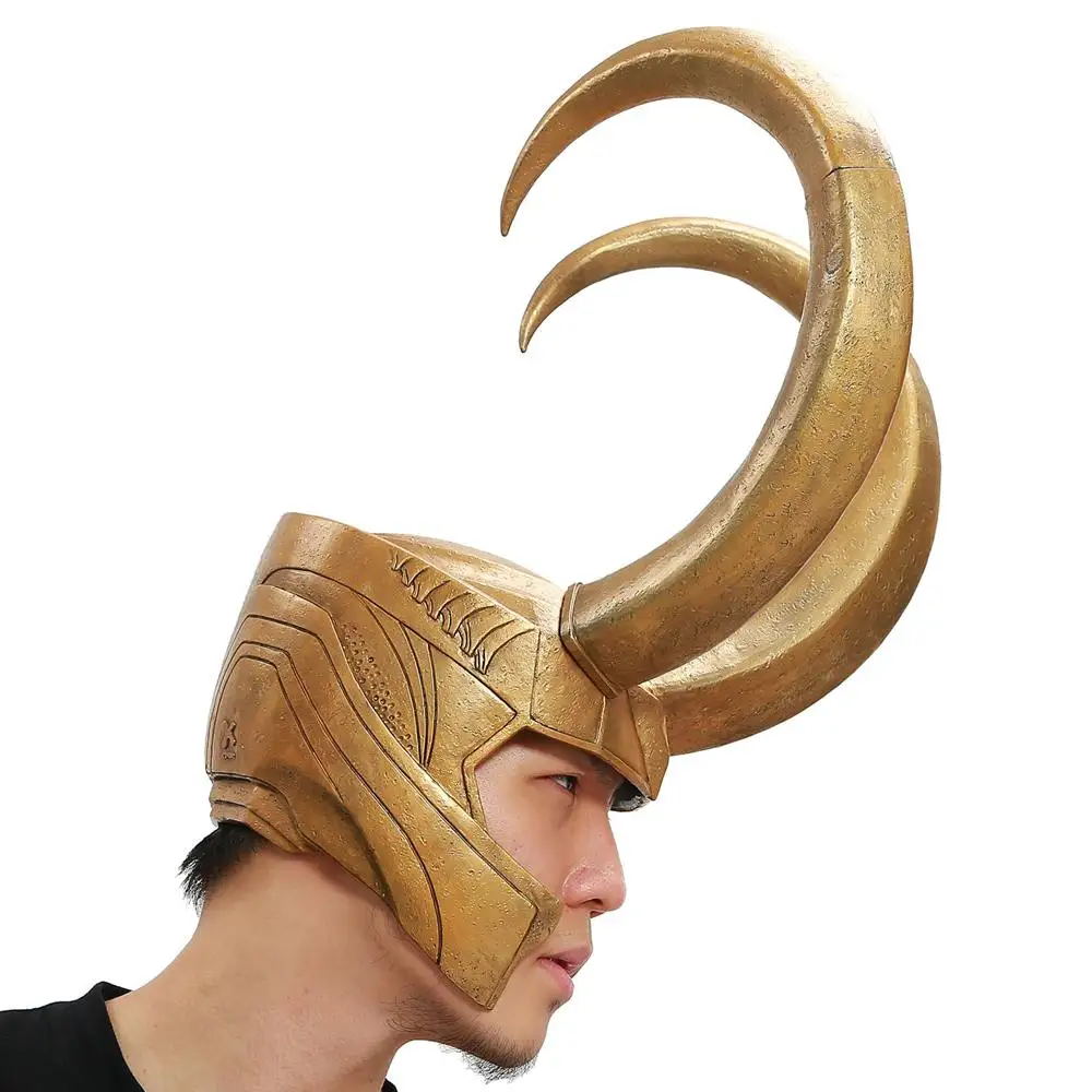 Coslive Loki шлем Марвел Тор Локи маскарадный костюм Золотой маска из ПВХ с полной