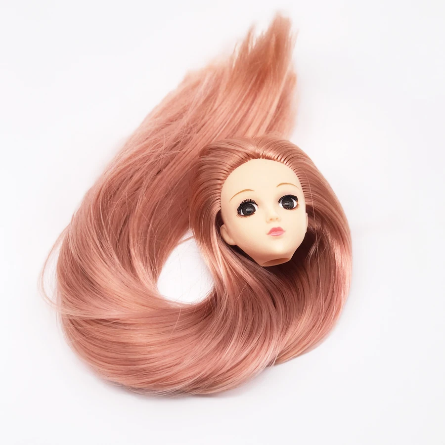 Кукла голова, 3D настоящие глаза макияж с кудрявыми прямыми густыми волосами Аксессуары для DIY косплей 1/6 Кукла Барби подарок игрушки для девочек