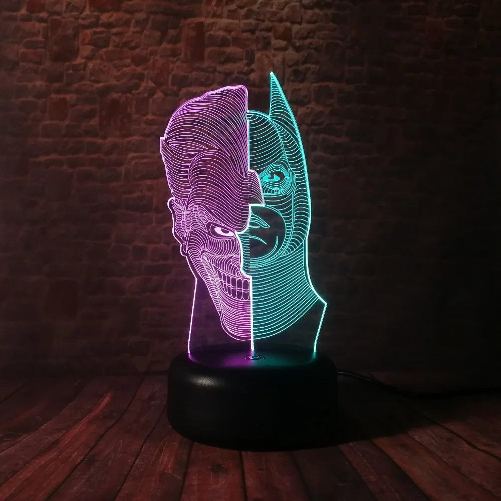 Новинка двухслойная ИК лампа с 3d иллюзией Джокера Бэтмена супергероя
