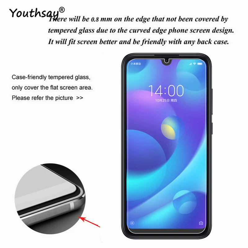 Protector de pantalla de cristal templado para Xiaomi Mi Play, pel&iacute;cula 9H, Youthsay, 2 unidades-1