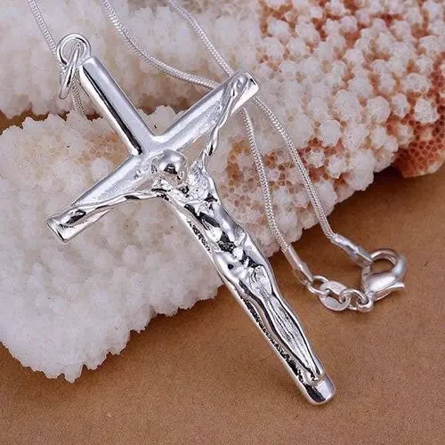 P079 fashion jewelry chains necklace 925 silver pendant Long cross of Jesus dhun nxdv | Украшения и аксессуары