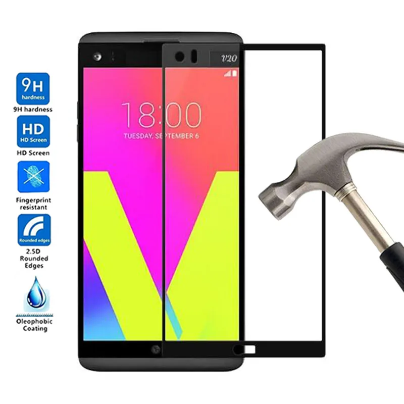 

Full Cover Tempered Glass For LG V20 Explosion Proof Protective film for LG V 20 Screen Protector 2.5D 9H