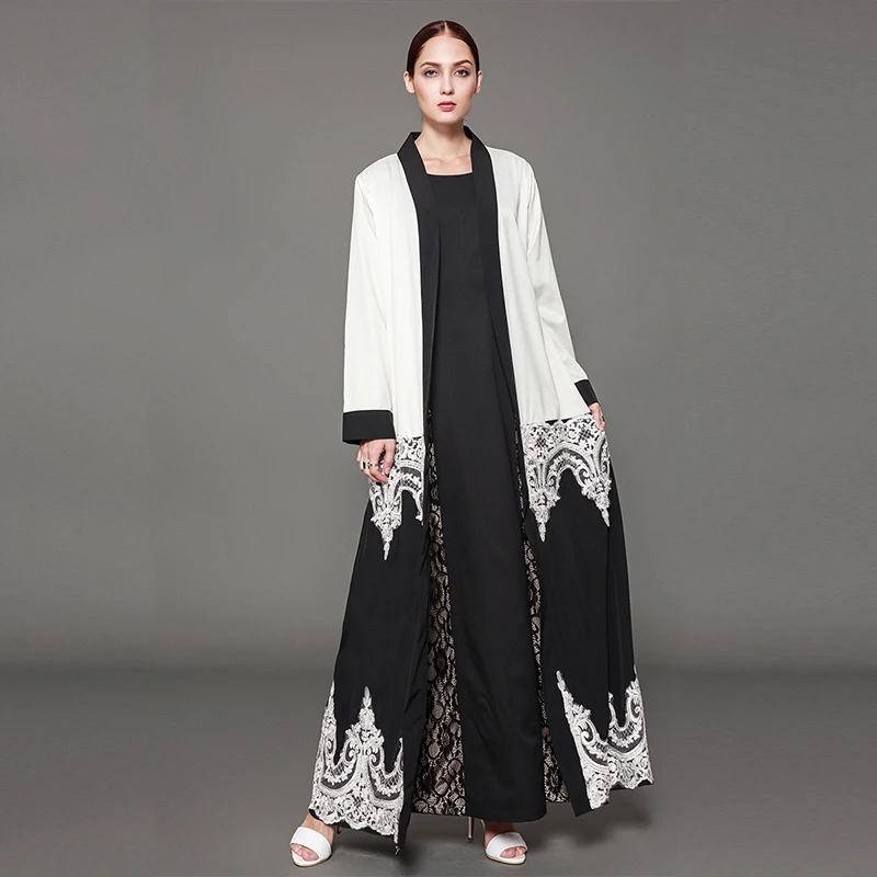 Fandy Finds Women Lace Middle-East Muslim Robe Lady Praying Clothing Solid Color Up Emboridery Female Big Size Long Gown | Тематическая