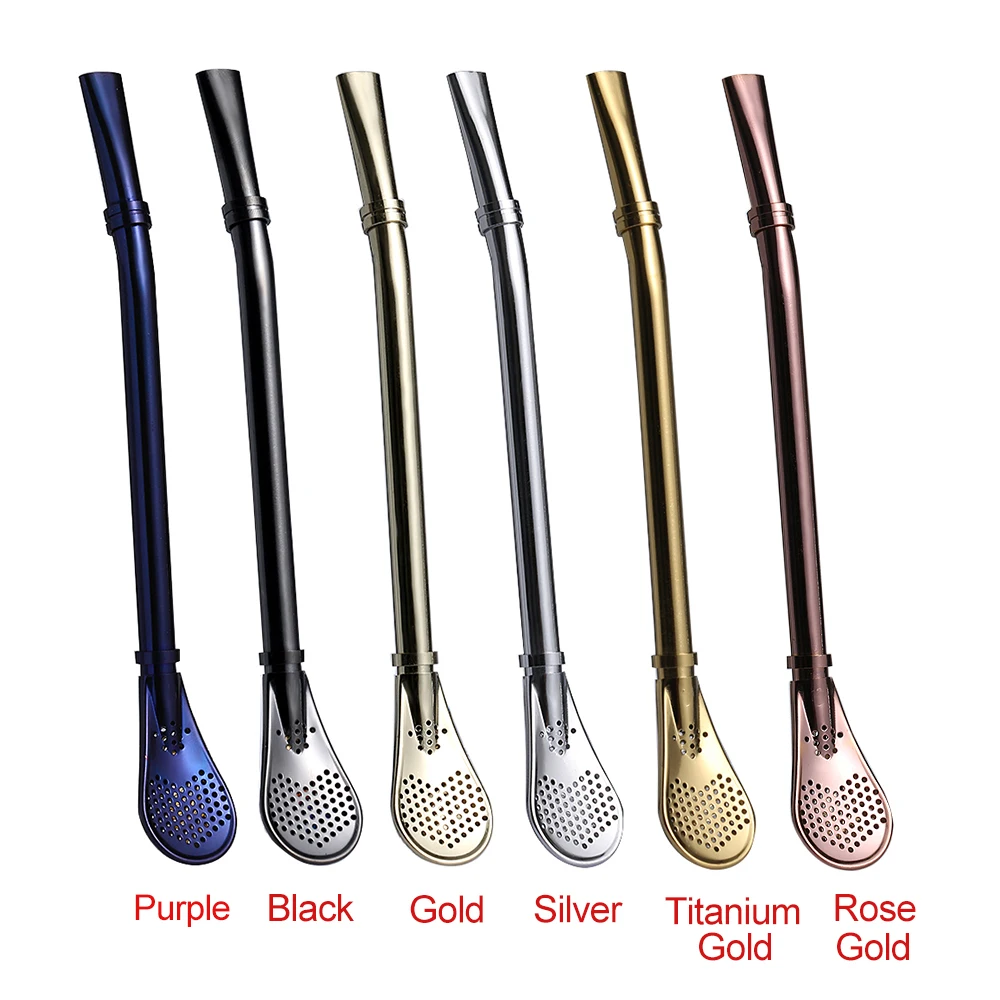 3pcs New Stainless Steel Drinking Straw Filter Offee Tea Spoon Reusable Drink Metal Strainer Bar Accessory | Дом и сад
