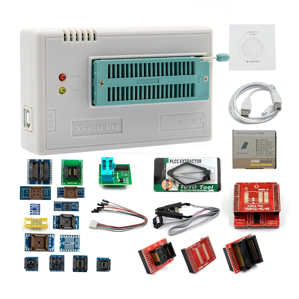 2020 XGECU оригинальный V10.41 TL866II плюс USB программатор с адаптером 1 8 в + 24 адаптера
