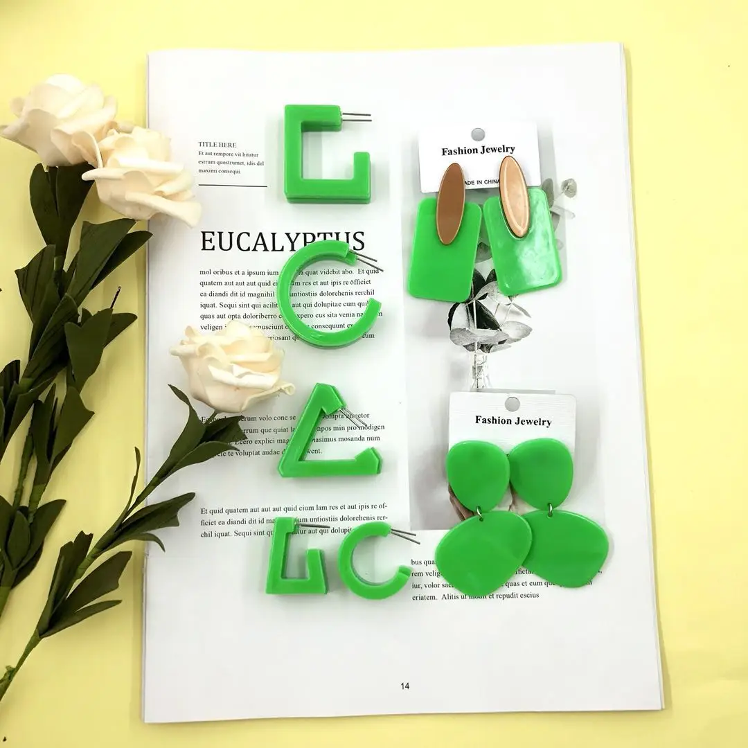 Новое поступление несколько видов 30 стилей зеленые акриловые Висячие серьги