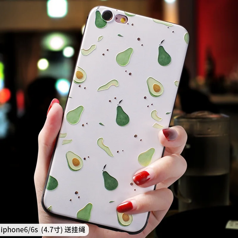 Мультяшный милый чехол с тиснением авокадо персик для Iphone XS MAX X XS XR 7 8 Plus 6 6S PLUS - Цвет: 2 FOR 6 6S
