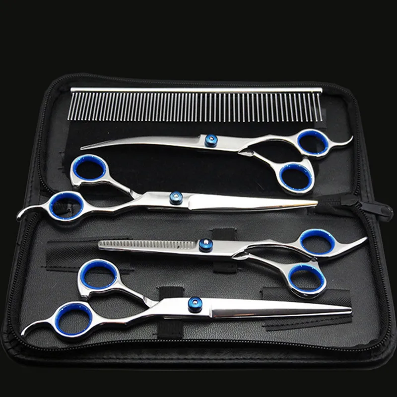

Hot Sale Pet Hair Cut Colorful Scissors Clippers Flat Tooth Cut Pets Beauty Tools Set Kit Dogs Grooming Hair Cutting Scissor Set