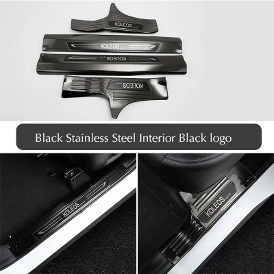 Interior Black Накладка на порог автомобиля, накладка на педаль из нержавеющей стали для Renault Koleos - Название цвета: Interior Black