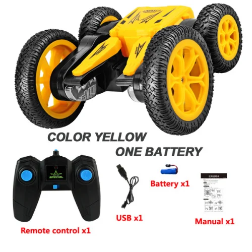 yellow with 1 batter Машинки на радиоуправлении трюк Дрифт деформации багги автомобиль Рок Гусеничный машина работающий от аккумулятора робот Rc Автомобиль Дистанционное управление автомобиль - Цвет: yellow with 1 batter
