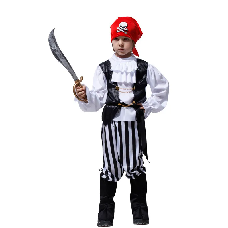 Boys Pirate Caribbean Captain Hook Halloween Purim Party Carnival Cosplay Dress Up | Тематическая одежда и униформа