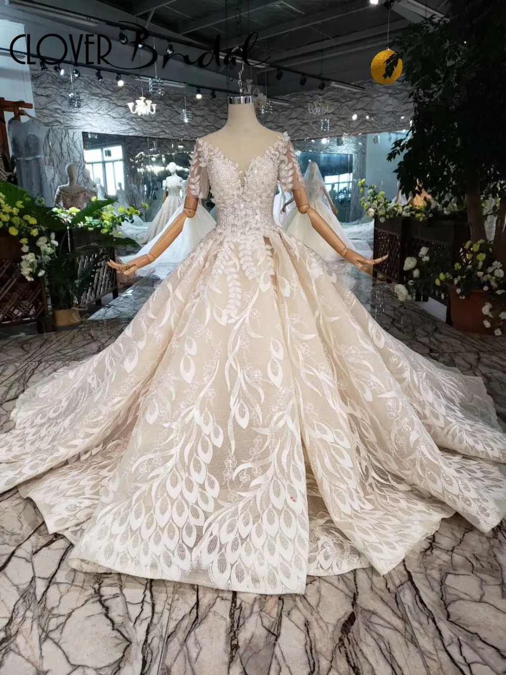 CloverBridal высокого качества Campsis цветы бокал для шампанского с коротким рукавом
