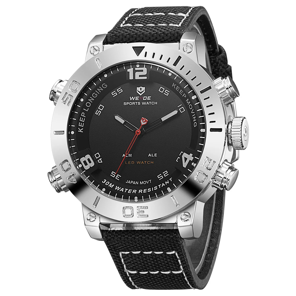 WEIDE часы люксовый бренд кварцевые часы спортивные цифровые nylong платье часы модные повседневные водонепроницаемые черные часы с будильником relogio