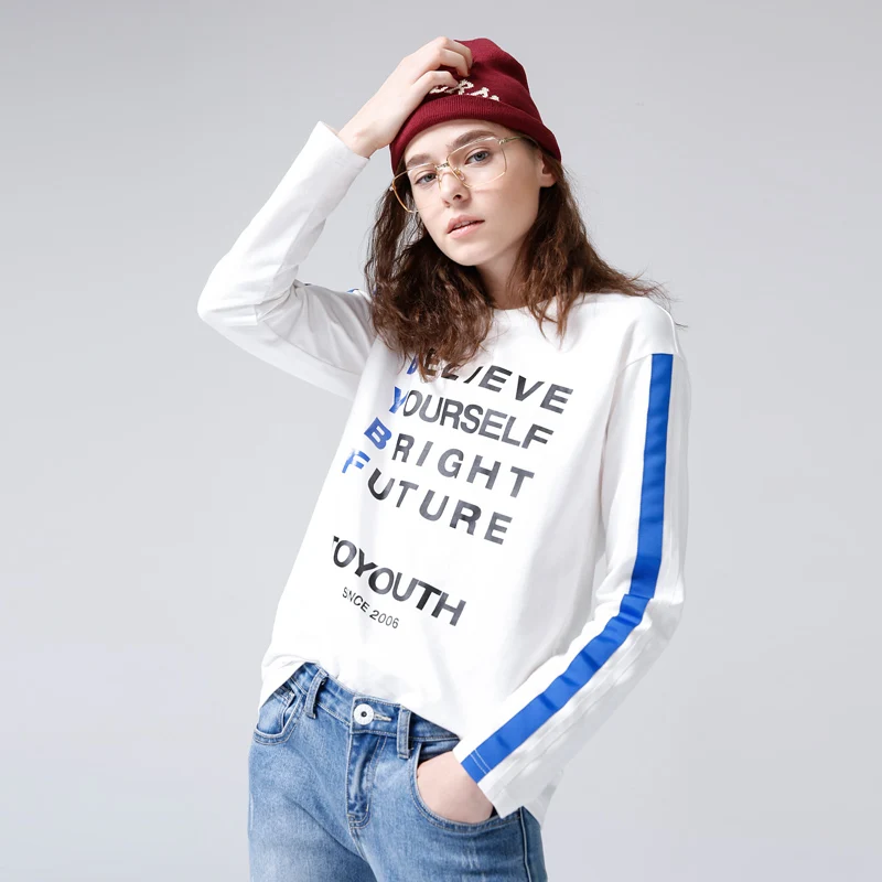 Toyouth 2018 Весна Для женщин кофты свободные o Средства ухода за кожей шеи с буквенным