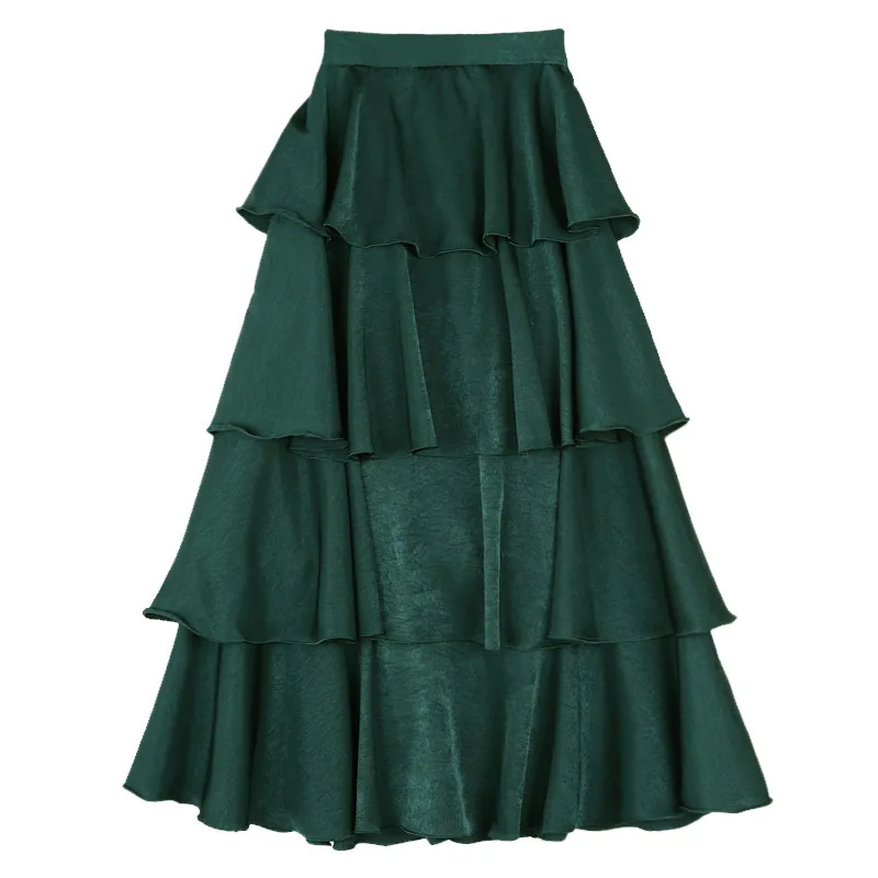 Асимметрия 2017 Весенняя Новинка Женская Однотонная юбка с завышенной талией