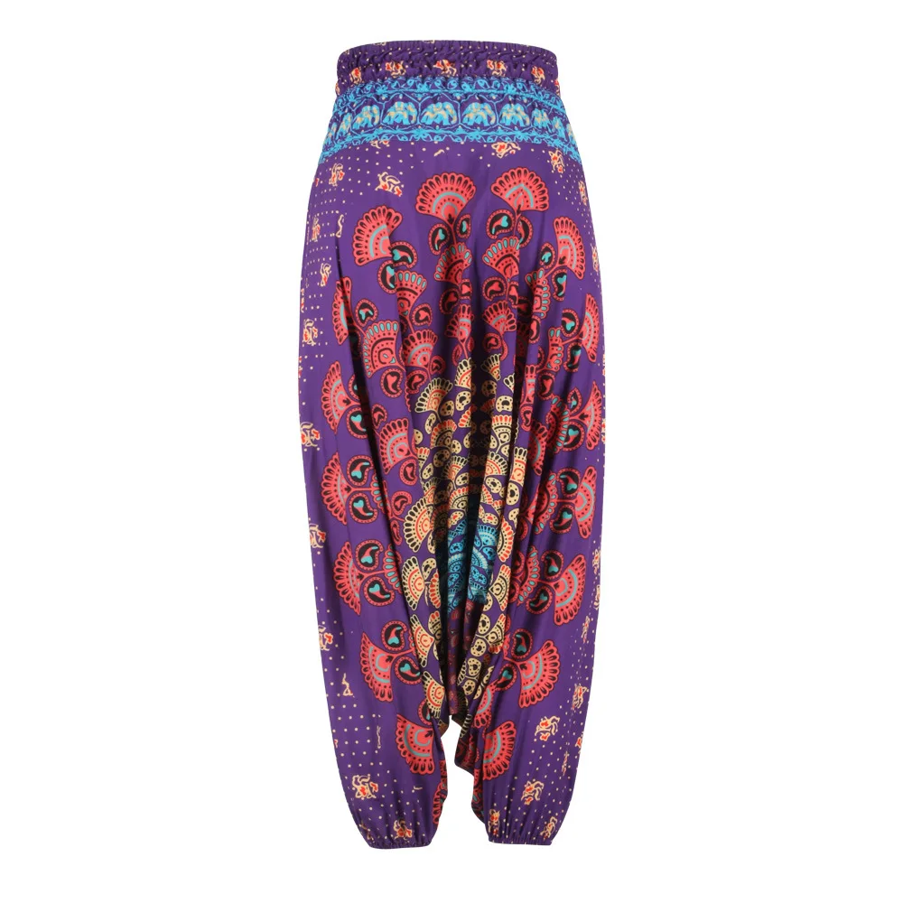 FEECOLOR Женские повседневные шаровары эластичный пояс хиппи богемный танец живота