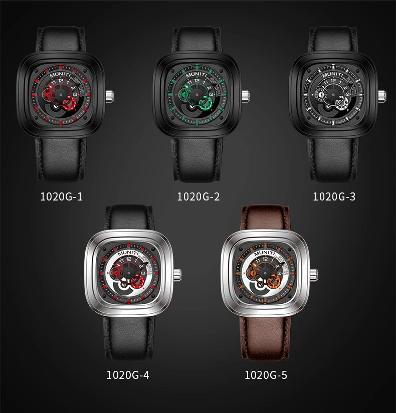 Мужские часы спортивные армейские с кожаным ремешком кварцевые деловые