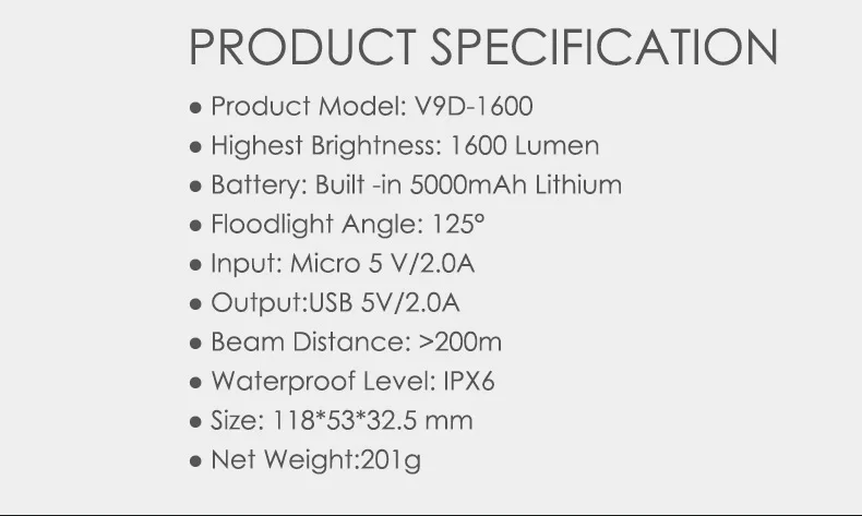 Gaciron 1600 Lm Bicycle Front Torch USB Rechargeable MTB Handlebar Flashlight Waterproof Road Bike Cycling Power Bank Head Light