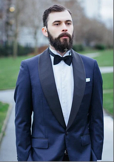 

Midnight Blue Tuxedo Custom Made Groom Suit,Bespoke Dark Navy Blue Wedding Suits For Men,One Button Notch Lapel Men Wedding Suit