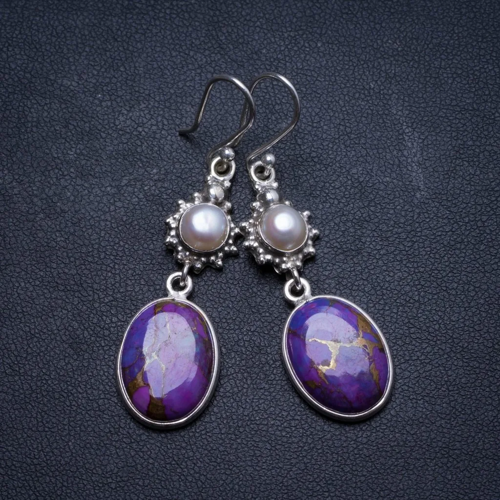 StarGems (tm) натуральный Медь бирюзовый и речной жемчужиной Handmade Уникальные 925