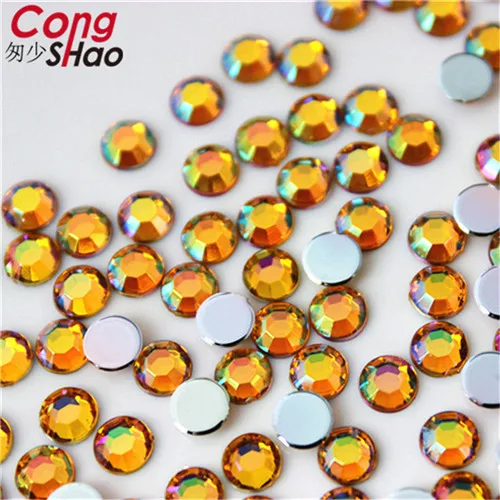Gold yellow AB 3 мм, 4 мм, 5 мм кристалл AB 3D дизайн ногтей AB Стразы DIY не горячей фиксации круглые акриловые камни для украшения лица WC374 - Цвет: Gold yellow AB