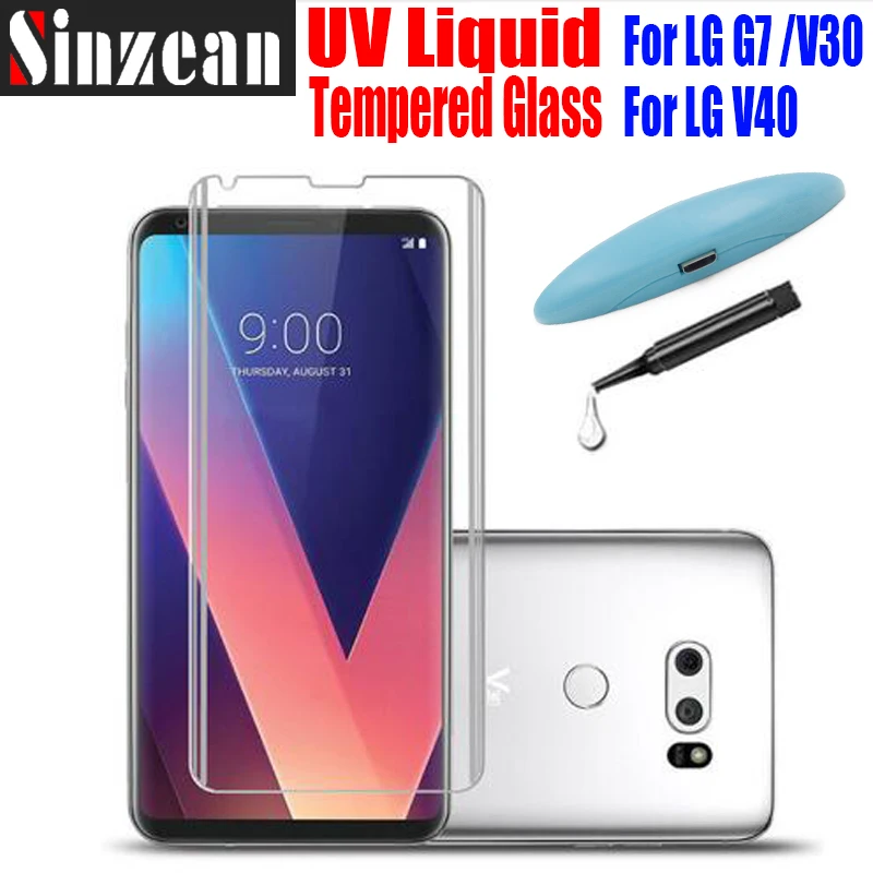 Sinzean 20pcs 3D полное покрытие УФ Клей закаленное стекло для LG V30 /G8/V40/V50 клей Oppo find X с USB