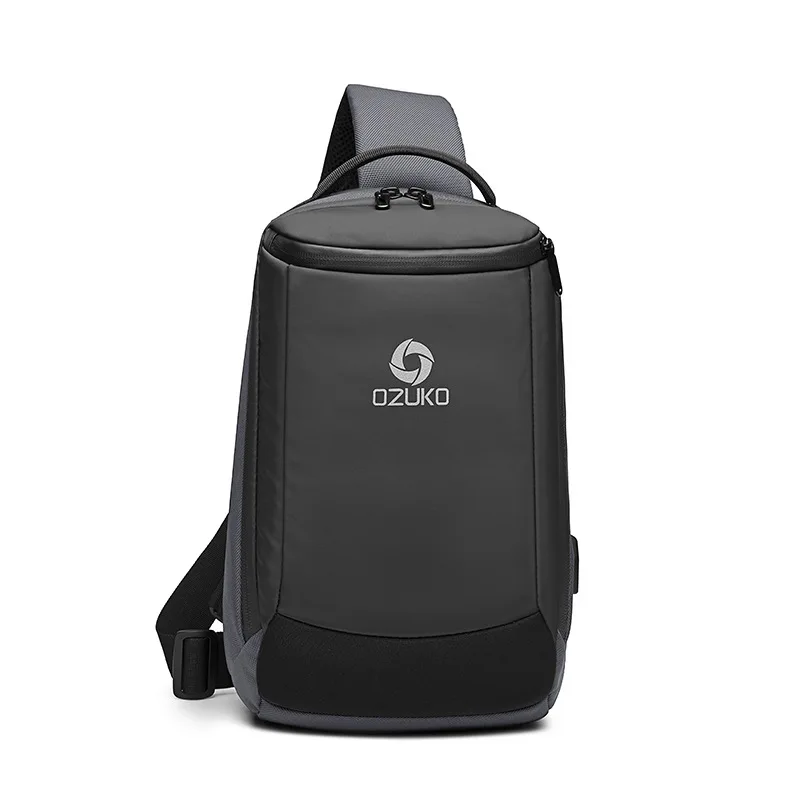 OZUKO 9078 Мужская Противоугонная нагрудная сумка с usb зарядкой дорожная через плечо