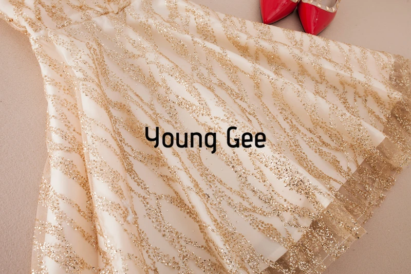 Young Gee элегантные кружевные короткие платья лето осень бисер блестящие блестками