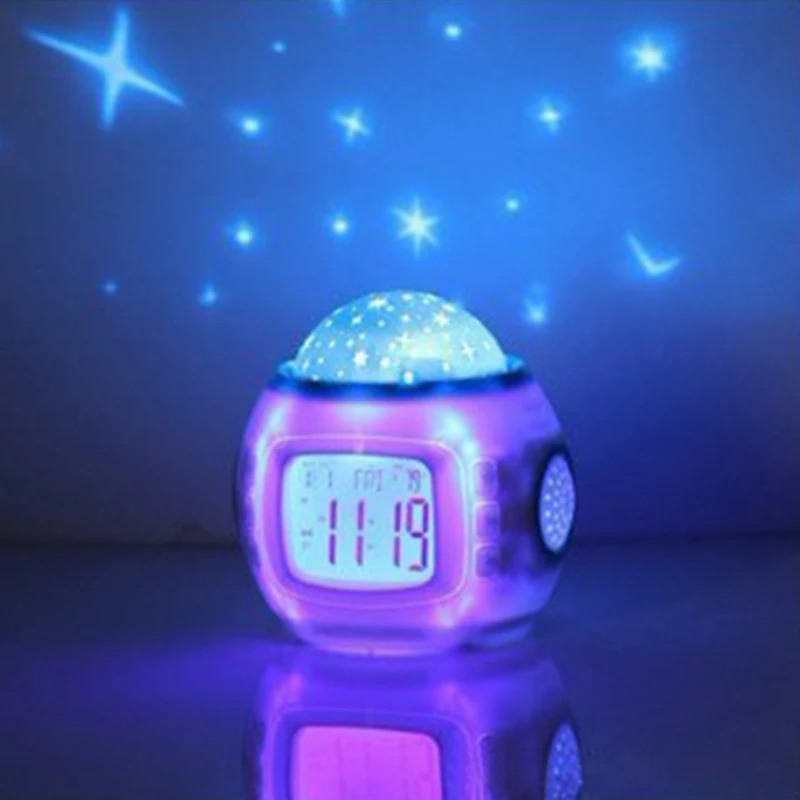 1PCS Creative Music Starry Sky Projection Alarm Clock Digital LED Calendar Thermometer Light Kids Toy | Дом и сад