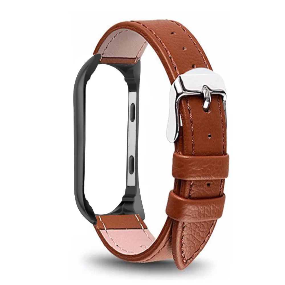 Кожаный браслет на запястье для xiaomi mi Band 4, спортивный ремешок для часов, ремешок на запястье для xiaomi mi band 4, браслет mi band 4, ремешок - Цвет ремешка: Brown-Black