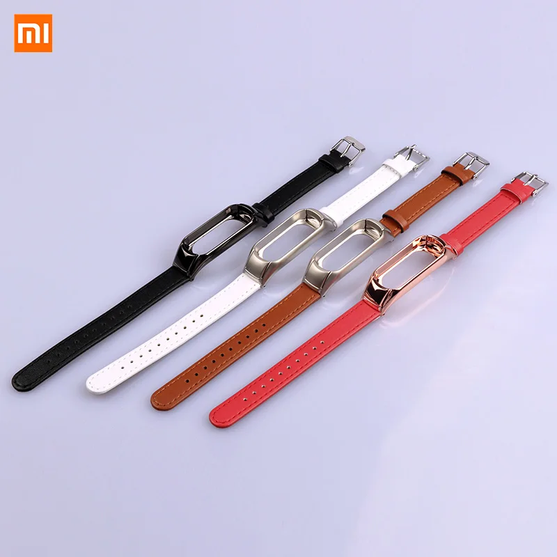 Браслет из нержавеющей стали Mi Band 3 ремешок натуральной кожи для умных часов Xiaomi