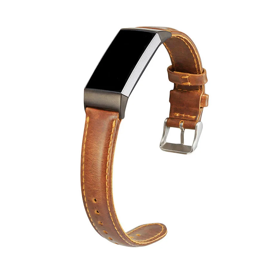 brown Кожаный ремешок для наручных часов для Fitbit Charge 3 Charge 2 сменный ремешок для наручных часов фитнес-браслет - Цвет: brown