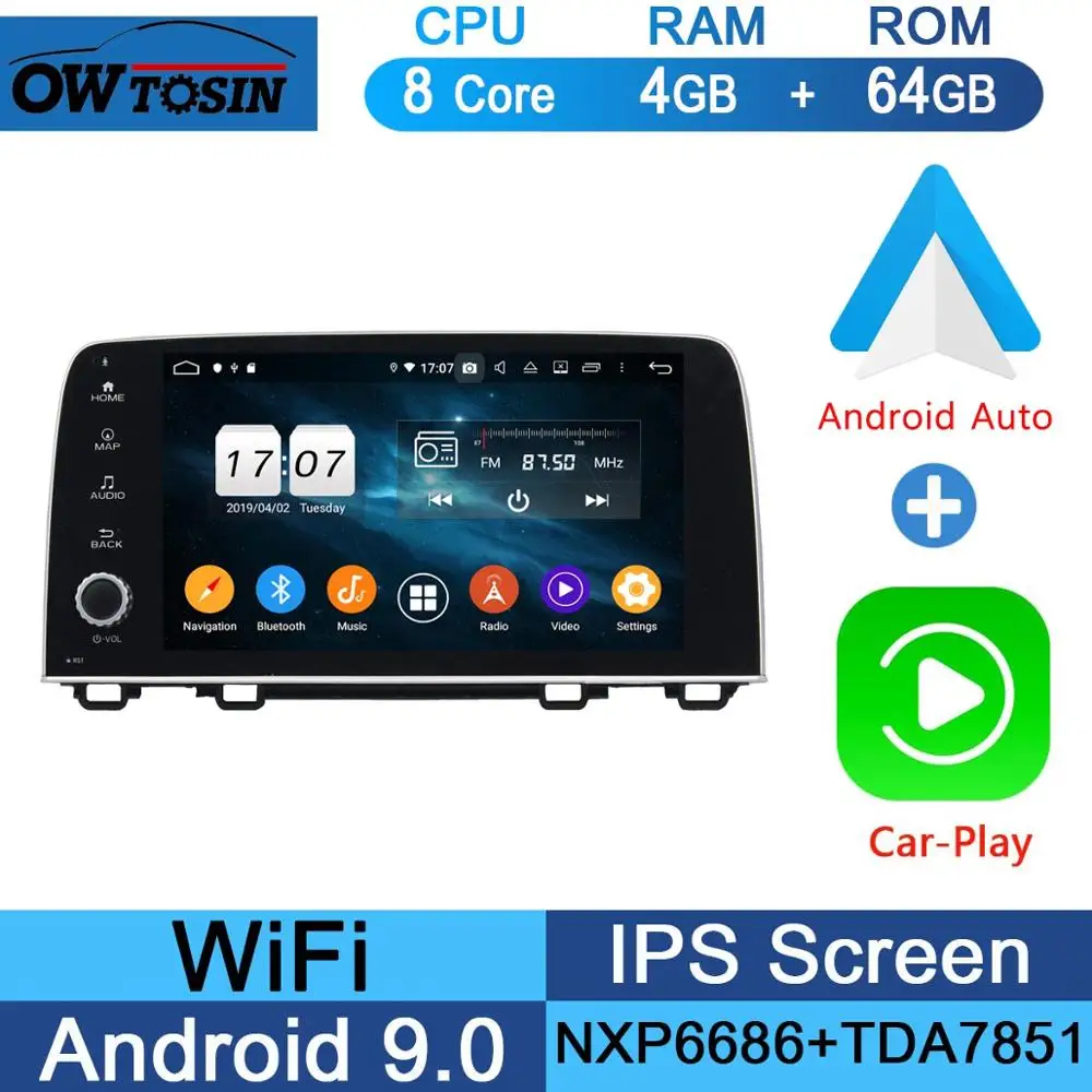 64G CarPlay Android " ips 8 ядерный 4G+ 64G Android 9,0 автомобильный DVD мультимедийный плеер для Honda CRV CR-V gps Радио Стерео Parrot BT CarPlay - Цвет: 64G CarPlay Android