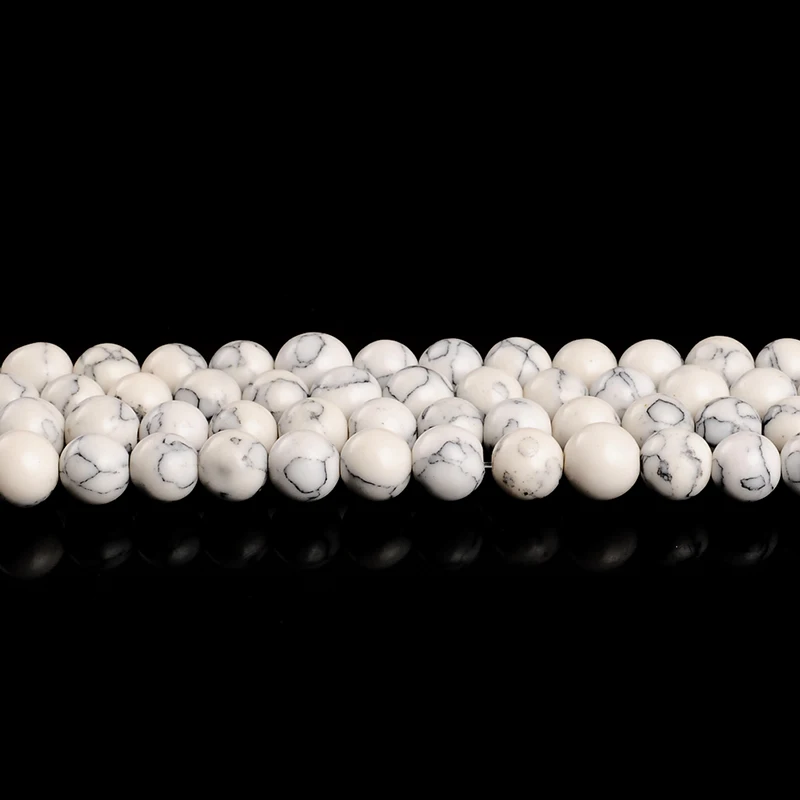

High quality natural stone Synthesis white howlite round loose Beads 15" Strand 4 6 8 10 12 14MM DIY Jewelry Making bracelet