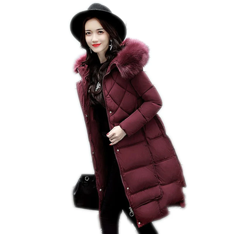 Женская парка с меховым воротником AKSLXDMMD длинная куртка капюшоном зимняя LH1124 2019 |