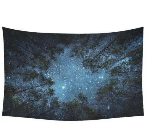 Психоделический ЛЕС ДЕРЕВЬЯ и звезд звездное небо ткань настенный гобелен Декор