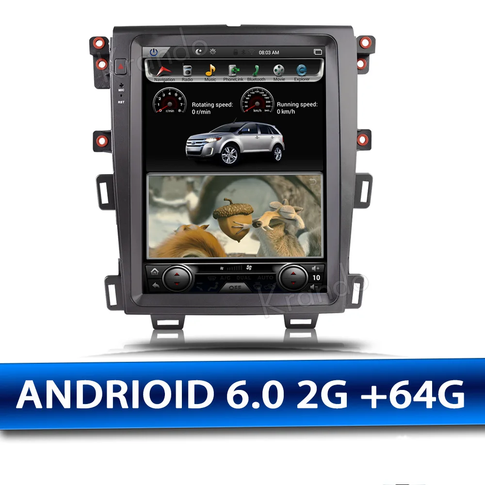 Белый Krando Автомагнитола gps android 8,1 12," для FORD EDGE 2009- Tesla вертикальный экран навигационная мультимедийная система A/C bluetooth - Цвет: Белый