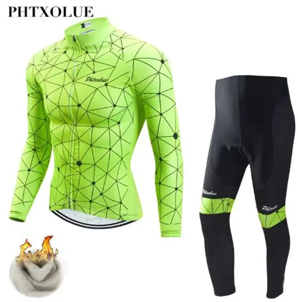 Jerseys and Pant Phtxolue зима термальность флис Велоспорт Комплект велосипедная одежда горный велосипед велосипедный спорт Костюмы Джерси Майо Ropa Ciclismo Invierno - Цвет: Jerseys and Pant