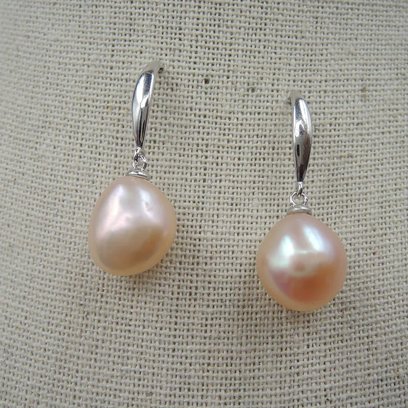 Серьги с натуральным пресноводным жемчугом серьги из серебра 100% пробы 925 большим