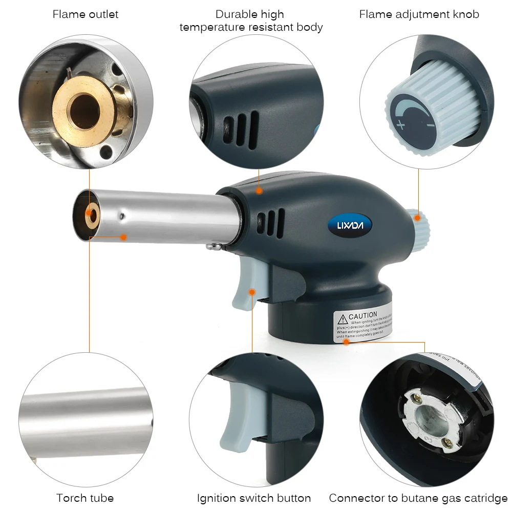 Пламенный пистолет Lixada сварочный газовый факел с автоматическим нагревом